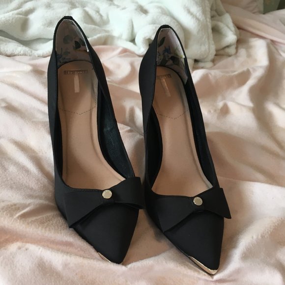 Ted baker black gold bow high heels size 36 5.5 / 6 nwot - Picture 1 of 15